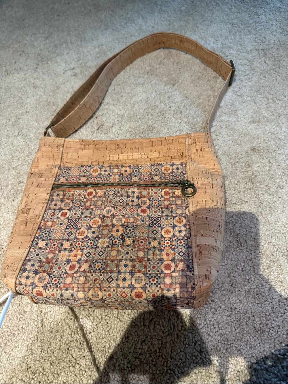 Johanna Designs Handmade Cork Crossbody Purse Mosaic Tile Pattern Vegan Bag Eco